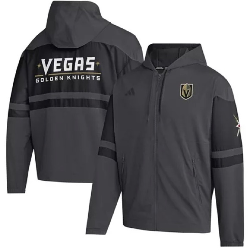 adidas Men's Gray Vegas Golden Knights Full-Zip Hoodie Large NEW